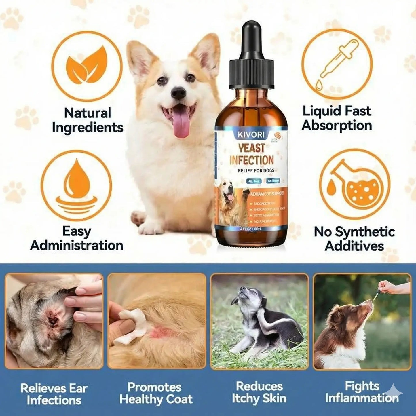 Dog Ear & Skin Relief Drops - Bacon Flavor 60ml Kivori