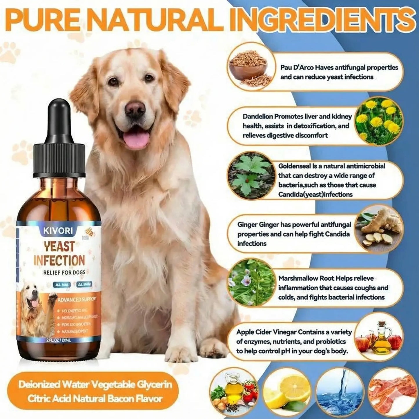 Dog Ear & Skin Relief Drops - Bacon Flavor 60ml Kivori
